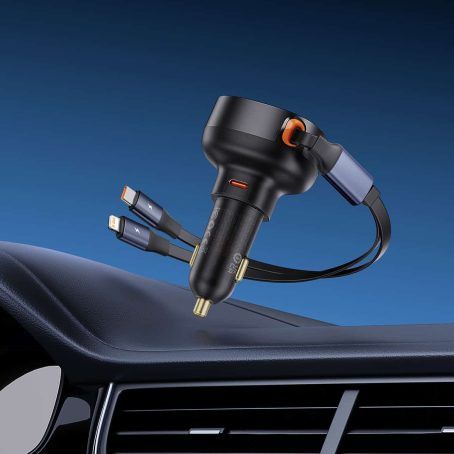 Автомобільна зарядка Baseus Enjoyment Pro Car Charger C + Retractable Type-C and Lightning 60W (C00057802111-0) Cluster