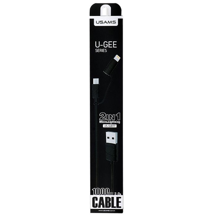 Дата кабель Usams US-SJ077 2in1 U-Gee USB to Micro USB + Lightning (1m) Черный